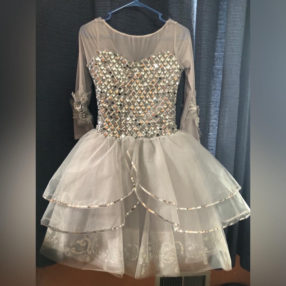Weissman women’s Dress Silver and Gray Dance Costume Outfit